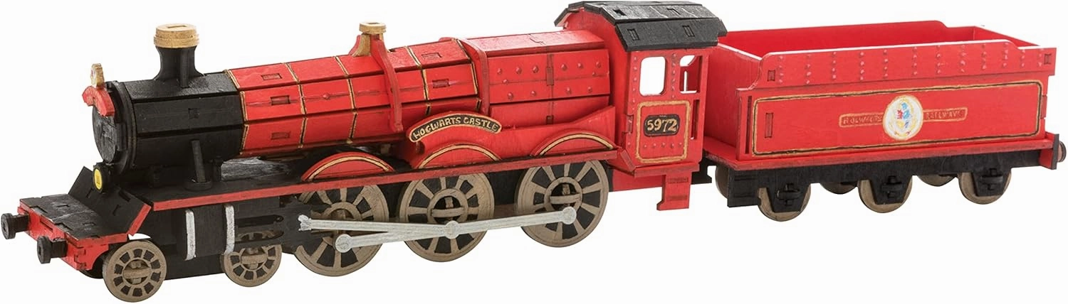 Harry Potter Hogwarts Express Train 3D Wood Puzzle & Model Figure Kit (148 Pcs) - Build & Paint a 3-D Book & Movie Toy, No Glue Required - Officially Licensed - Gift for Kids, Teens, Adults