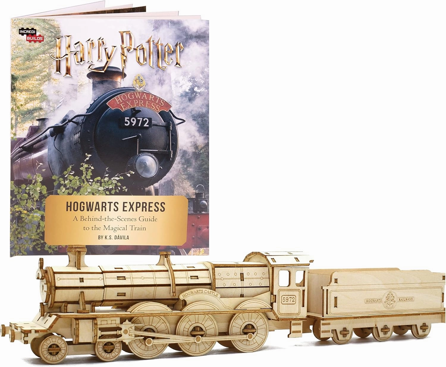 Harry Potter Hogwarts Express Train 3D Wood Puzzle & Model Figure Kit (148 Pcs) - Build & Paint a 3-D Book & Movie Toy, No Glue Required - Officially Licensed - Gift for Kids, Teens, Adults