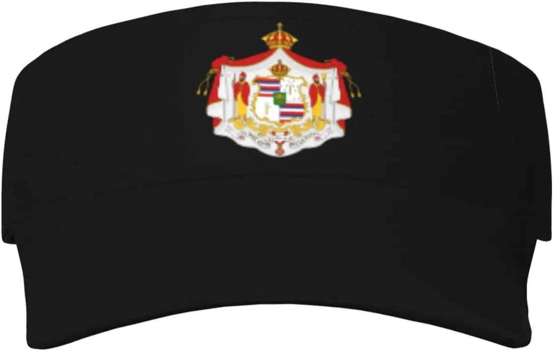 Hawaiian Coat of Arms Adult Sun Visor Cap - UV Protection, Breathable, Adjustable, Sports & Outdoor Hat Black