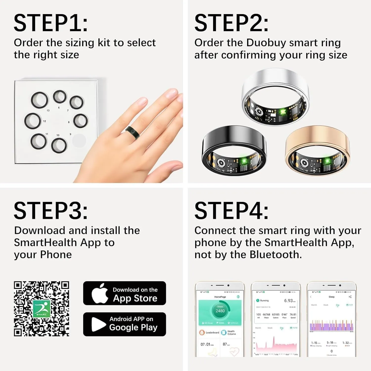 Health Rings for Women Men, Fitness Tracker with Heart Rate,Blood Oxygen, Blood Pressure, Sleep Tracker, Step Tracker, No Subscription Fee, IP68 Waterproof Smart Ring for iphone & Android (Black, 12#)