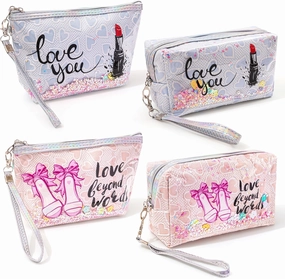 Heart & Love Cosmetic Bag for Women & Girls | Gift-Ready Waterproof PU Leather Makeup Organizer | Travel-Friendly Compact & Large Sizes (7” & 9”)
