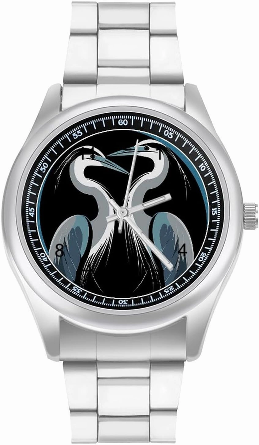 Herons Logo Casual Wrist Watches for Men Classic Business Dress Watch Big Face for Work Gym