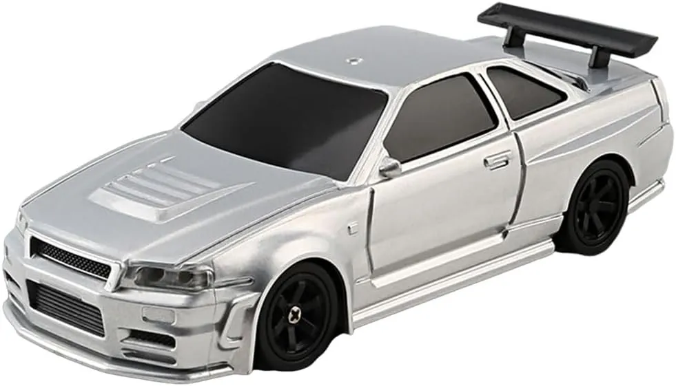 HERR RC Electric Mini Racing Drift Car Model 1:43 Scale 2.4G Full Scale Linkage Light Set Max Speed 15km/h Indoor Mini RC Toys (Gyroscope RTR Version, Silver)