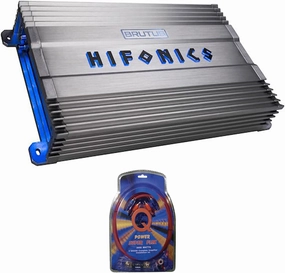 Hifonics BG-1300.1D Brutus Gamma Super D Class 1300 Watt Car Audio Sound System Subwoofer Speaker Amplifier & QPower Super Flex 4 Gauge Amp Wiring Kit