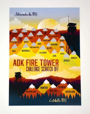 Hiker/Gift/Hiking/Fire Towers/Adirondack Mountains/Scratch Off/ADK/Journal/Map/Catskills/Catskill Fire Tower Challenge/Hiker/Gift/peakquest/Hiking Supplies and Accessories/ 11x14 inches in size.