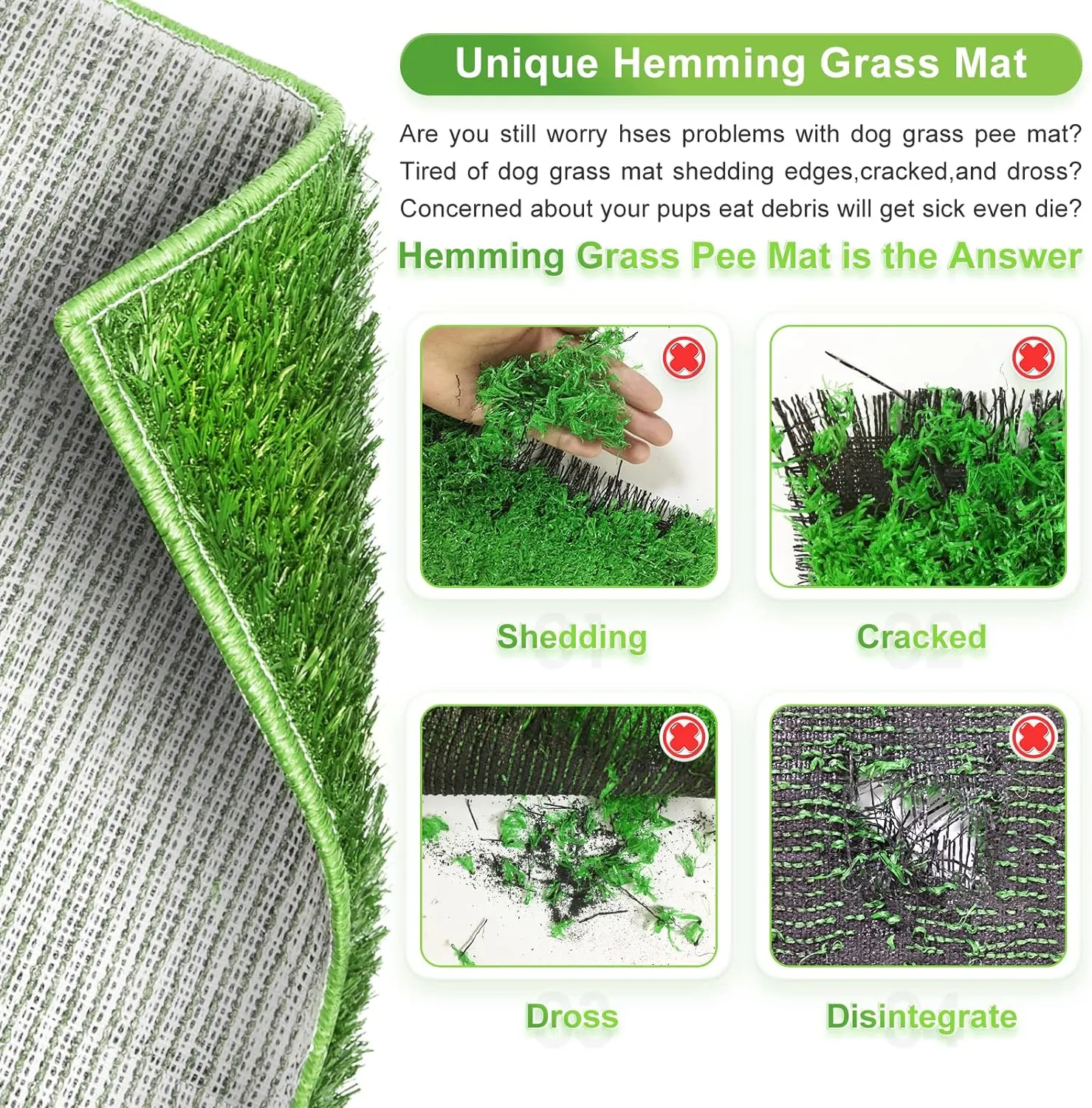 Hompet Dog Toilet Indoor Puppy Training Pad, Dog Potty Pet Training Grass Mat, Removable Waste Tray for Easier Clean Up, Artificial Turf, 25"×20"
