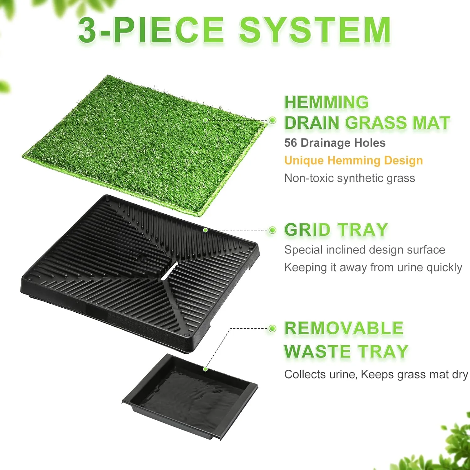 Hompet Dog Toilet Indoor Puppy Training Pad, Dog Potty Pet Training Grass Mat, Removable Waste Tray for Easier Clean Up, Artificial Turf, 25"×20"