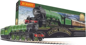 Hornby Electric Train Set - R1255M The Flying Scotsman A1Class - OO Gauge Train Starter Sets, Adult Vintage Trains, Small Hobby Model for Adults - with Tracks, MidiMat, Connecting Track, Controller