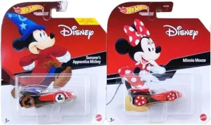 Hot Wheels Disney Character Cars, Sorcerer's Apprentice Mickey Mouse and Minnie Mouse Die-Cast Collection, 3  Years
