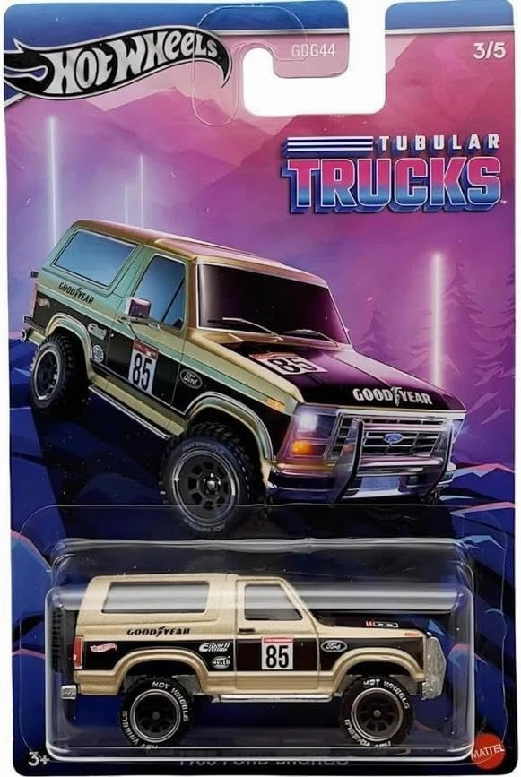 Hot Wheels 1985 Ford Bronco Tubular Trucks, Gold/Black, 3/5