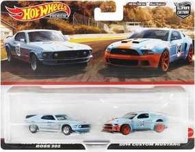 Hot Wheels HKF58 Premium 2-Pack 1969 Ford Mustang BOSS 302/2014 Custom Mustang [3 Years Old and Up]
