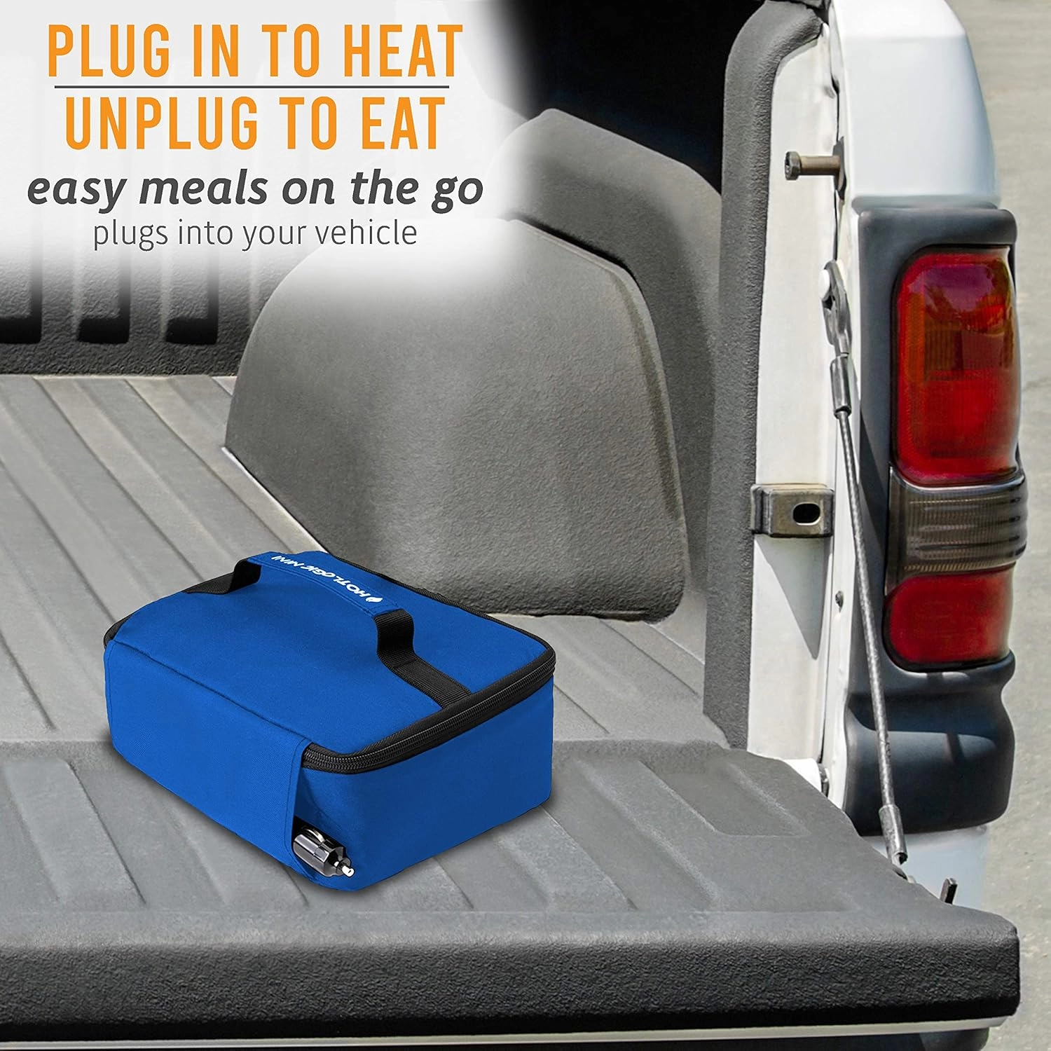 HOTLOGIC Mini Portable Electric Lunch Box Food Heater with Glass Container - Food Warmer and Heated Lunch Box for Adults Car/Home - Cook, Reheat, and Keep Your Food Warm - BLUE - 12V