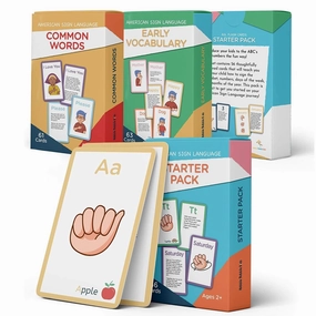 Hubble Bubble Kids American Sign Language Cards for Toddlers and Beginners - 180 ASL Flash Cards for Babies, Toddlers, Kids, ABC Flash Cards for Deaf Children Include Starter, Vocab, and Sight Words