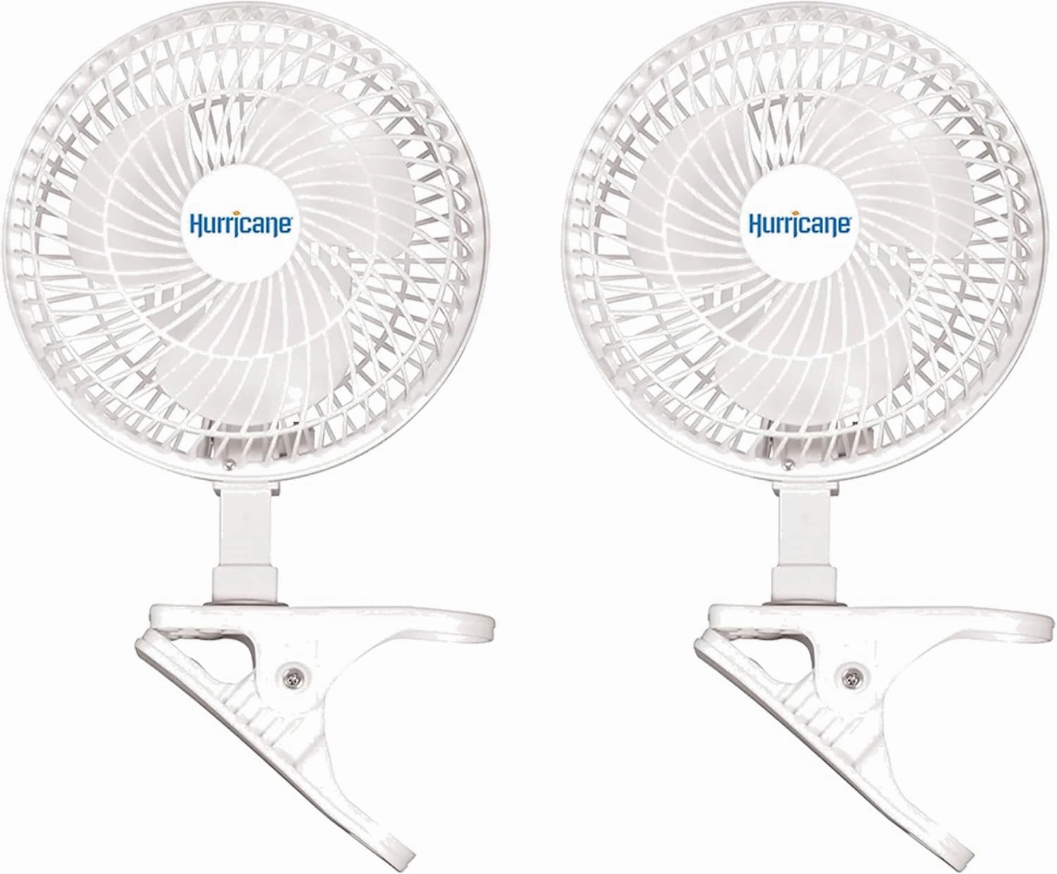 Hurricane 2-Pack Classic 6-Inch Electric Corded Clip-On Table Fan with 2 Quiet Speeds for Desks and Night Stands, 14W, White