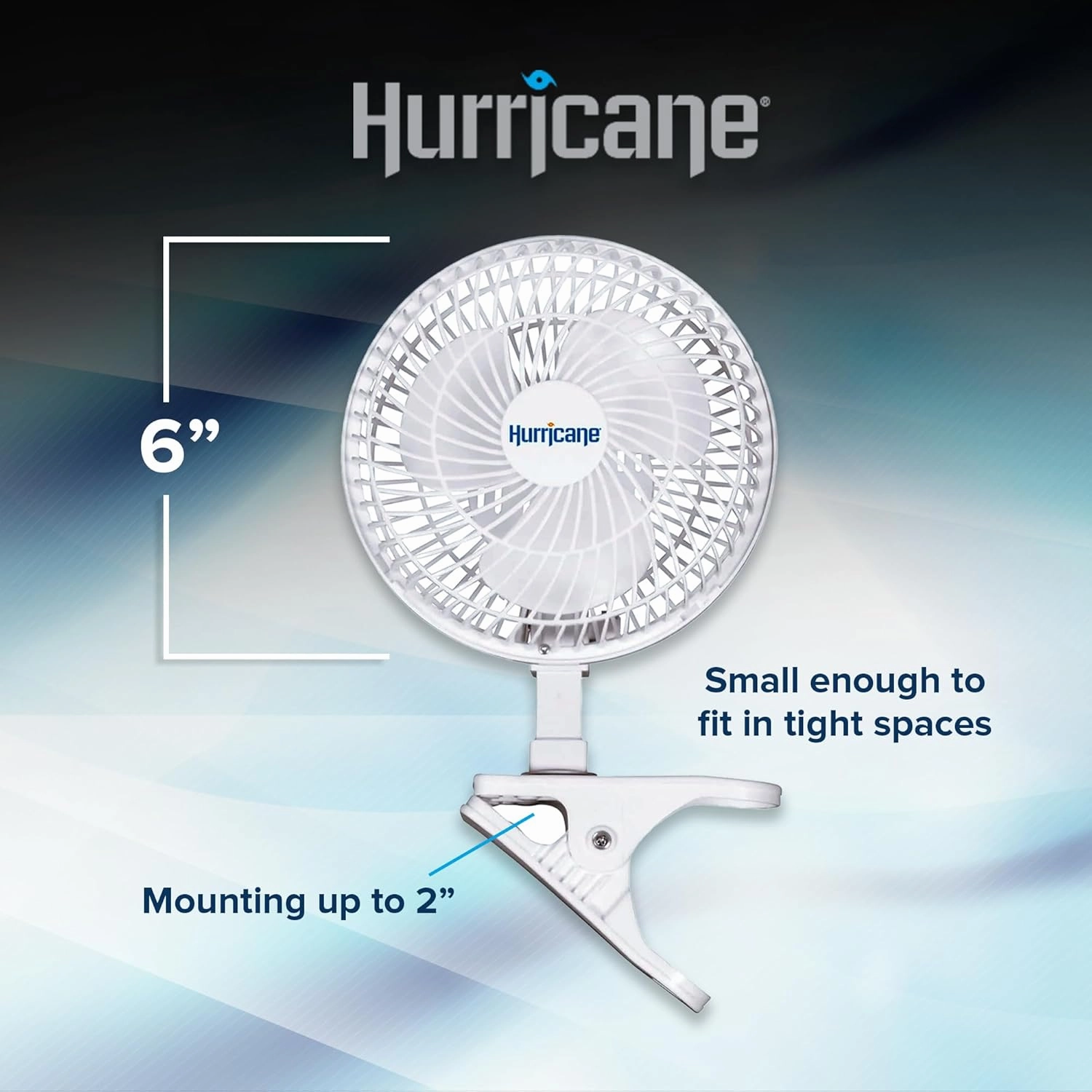 Hurricane 2-Pack Classic 6-Inch Electric Corded Clip-On Table Fan with 2 Quiet Speeds for Desks and Night Stands, 14W, White