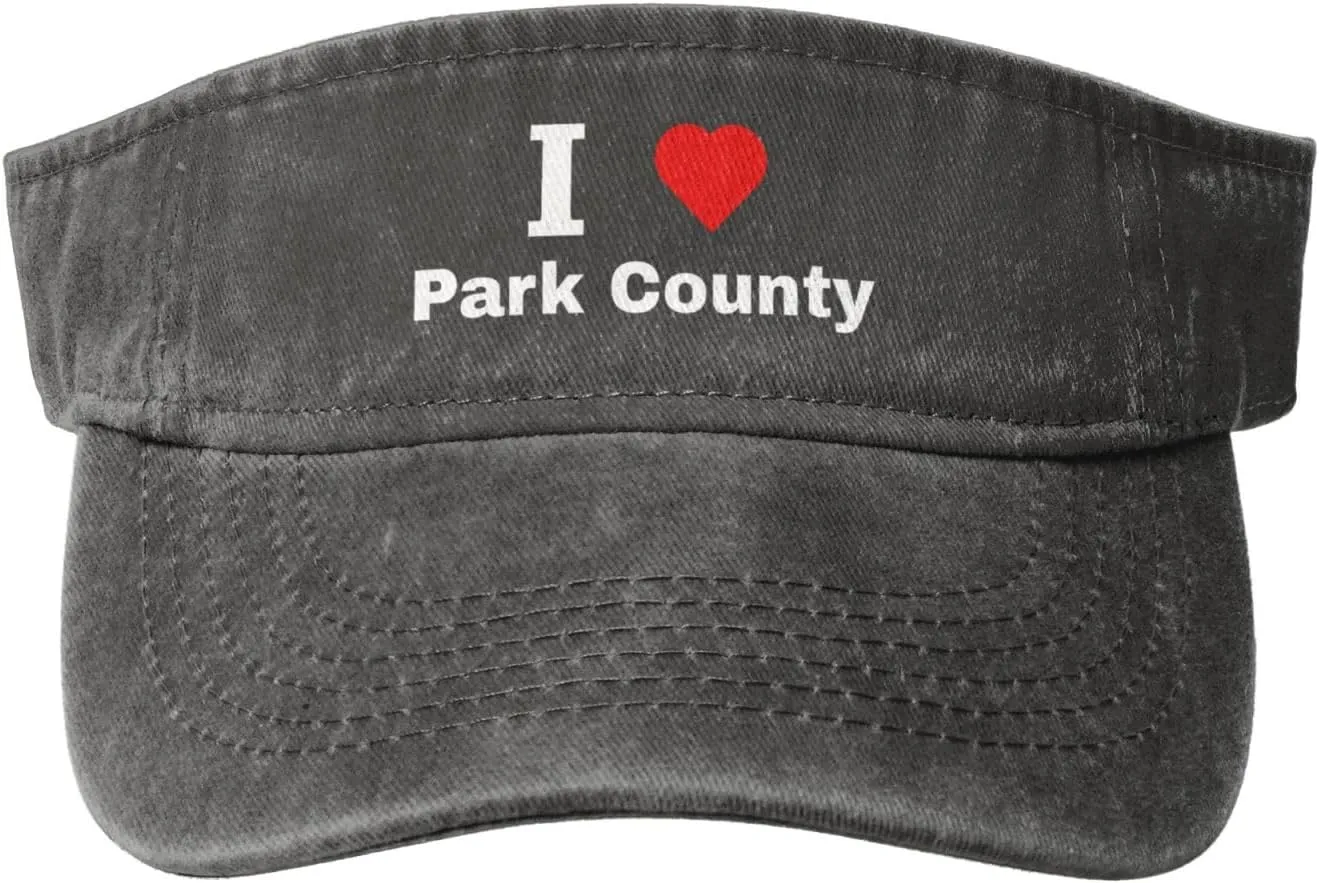 I Love Park County Sun Visor Hats for Women Men Adjustable Sports Sun Hats Cotton Golf Cap
