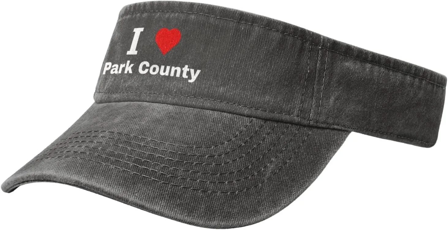 I Love Park County Sun Visor Hats for Women Men Adjustable Sports Sun Hats Cotton Golf Cap