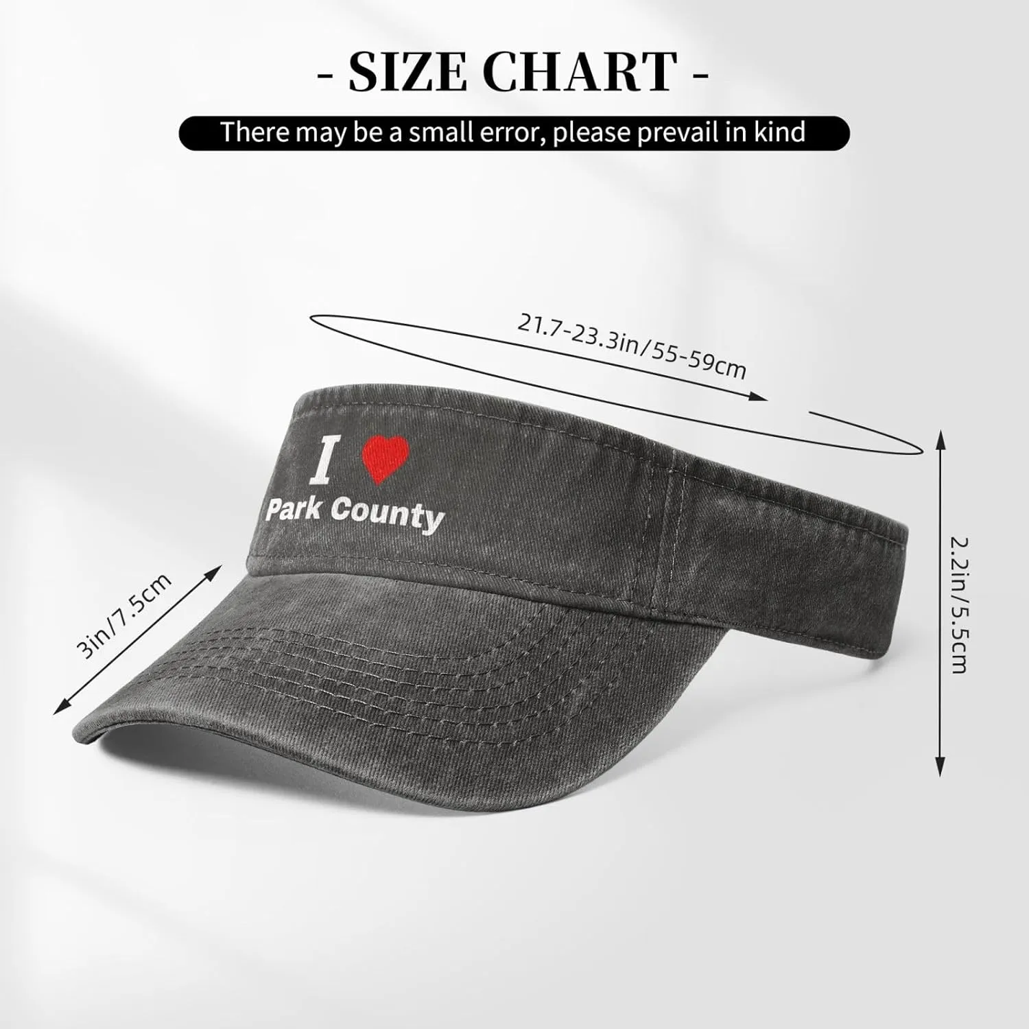 I Love Park County Sun Visor Hats for Women Men Adjustable Sports Sun Hats Cotton Golf Cap