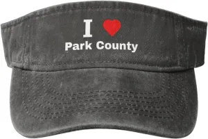 I Love Park County Sun Visor Hats for Women Men Adjustable Sports Sun Hats Cotton Golf Cap