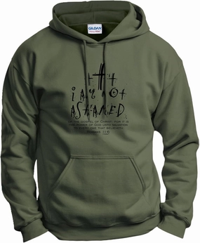 I Am Not Ashamed Romans 1:16 Verse Long Sleeve Front Pocket Hoodie Sweatshirt
