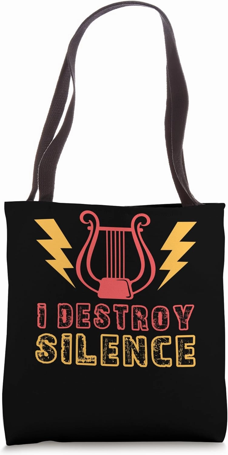 I Destroy Silence Harp Classical Music Tote Bag