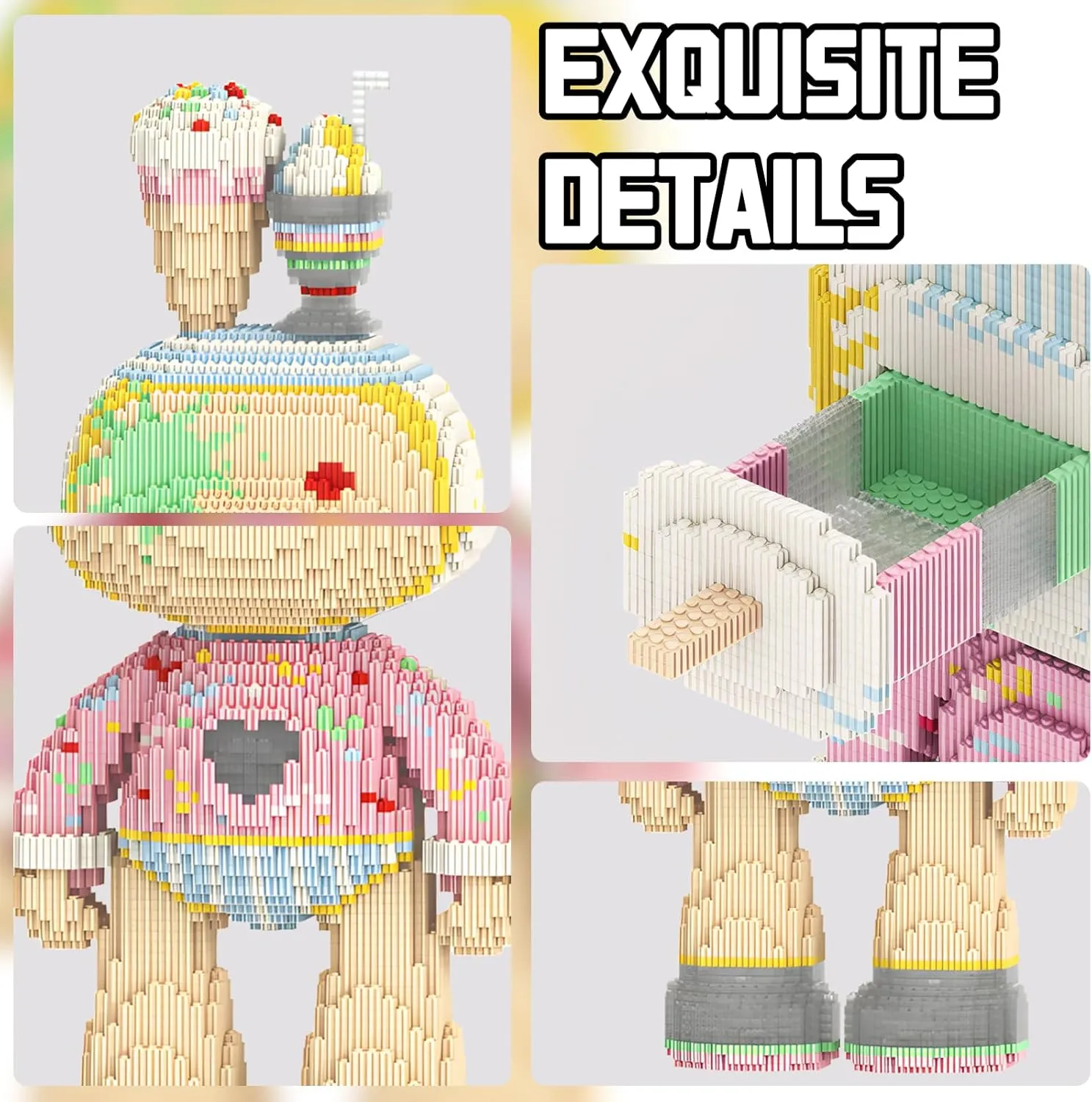 Ice Cream Rabbit Animal Micro Building Blocks Set for Adults Toys Gift Kids 7250 Pieces 55cm High Series