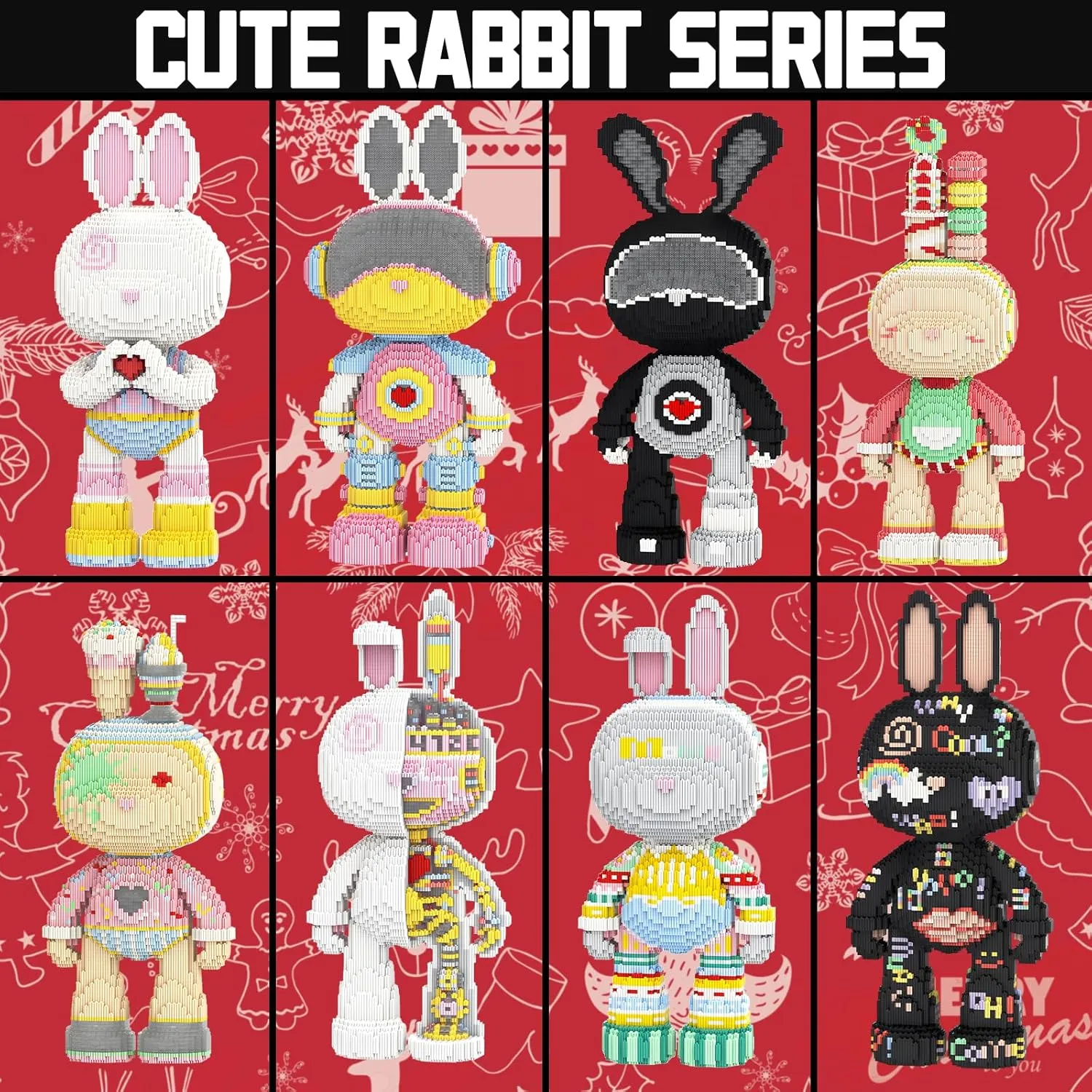Ice Cream Rabbit Animal Micro Building Blocks Set for Adults Toys Gift Kids 7250 Pieces 55cm High Series