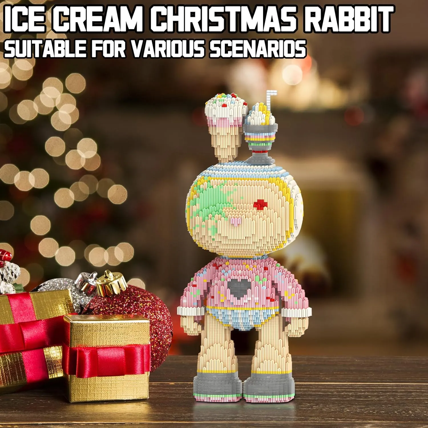 Ice Cream Rabbit Animal Micro Building Blocks Set for Adults Toys Gift Kids 7250 Pieces 55cm High Series