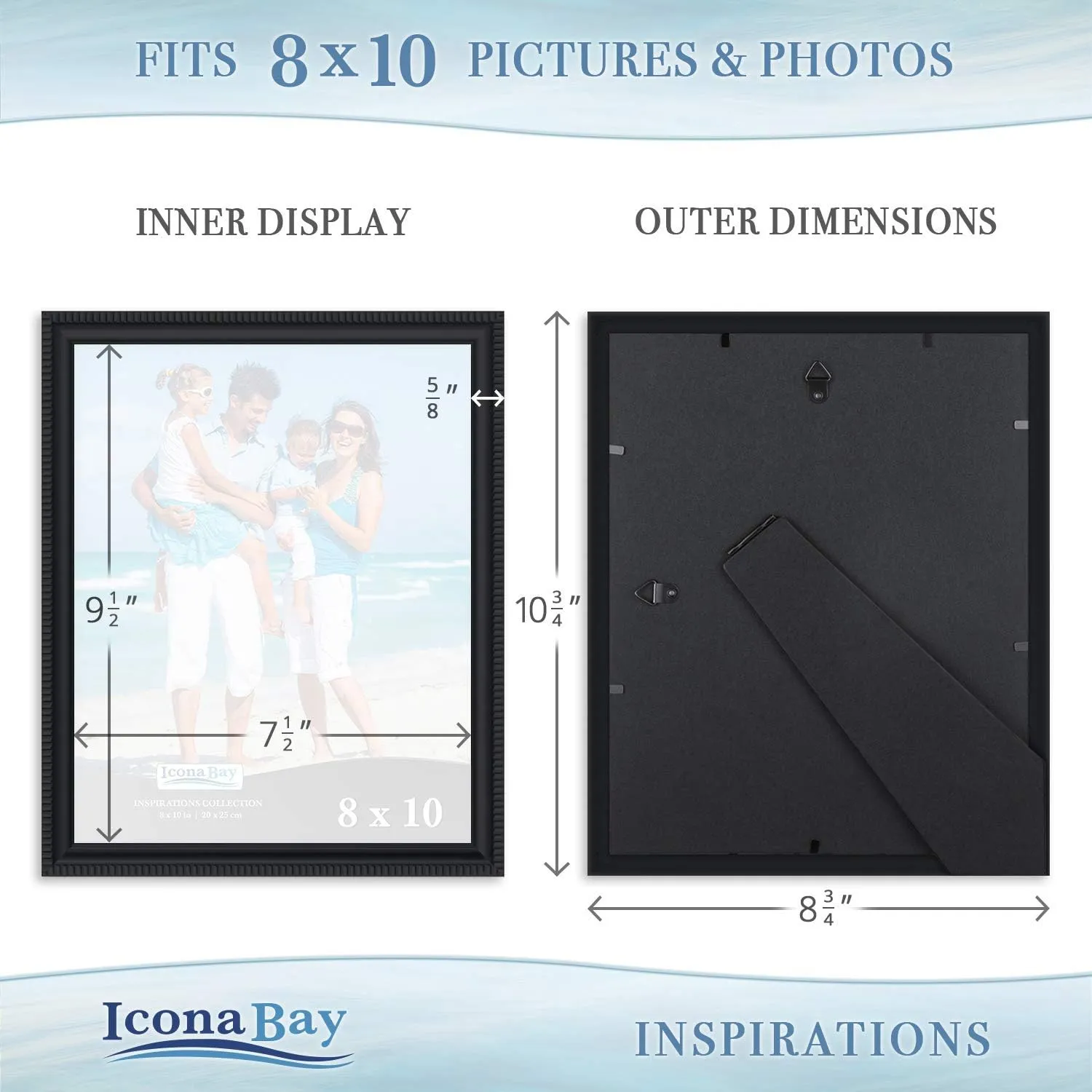 Icona Bay 8x10 Picture Frames (Black, 12 Pack), Beautifully Detailed Molding, Contemporary Picture Frame Set, Wall Mount or Table Top, Inspirations Collection