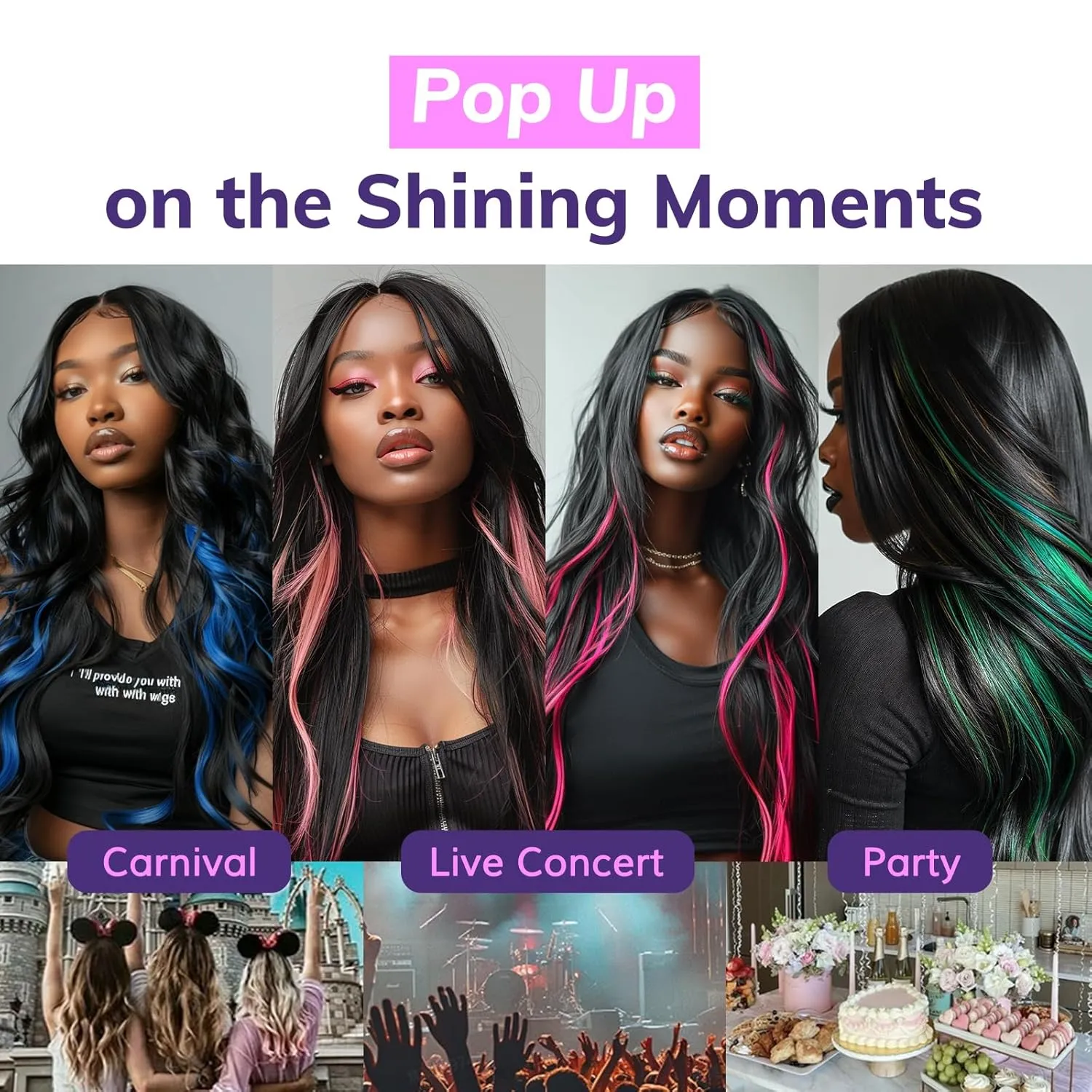 IDN BEAUTY Seamless Clip In Hair Extensions Human Hair, Straight 18 Inch 46g 4Pcs Hot Pink Real Virgin Human Hair Seamless Clip Ins For Black Women PU Weft Invisible Edge