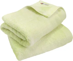 Imabari Towel, 2-Piece Bath Towel Set, Japanese Towels, Soft and Fluffy Towel, Luxury Cotton, Lime Green