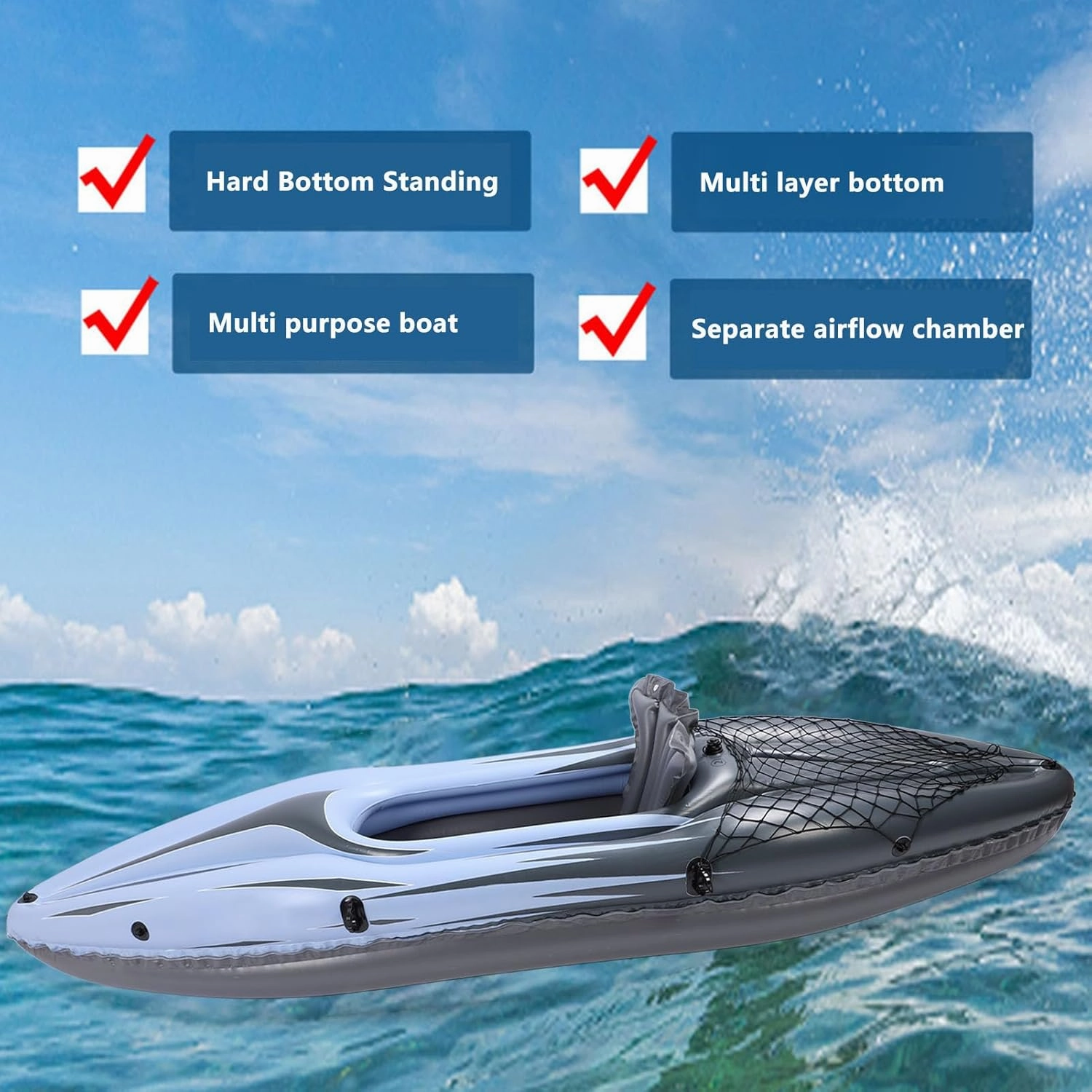 Inflatable Kayak Deluxe Oar Included, Blow up Kayak Set with Pump Portable Paddles and Bag, 1 Person Inflatable Kayak Set PVC UV Proof Portable Blow Up Canoe Boat Fishing