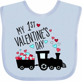 inktastic My First Valentines Day- Train Baby Bib