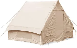Instant Family Tent 5-8 Person Cotton Canvas Tent, Large Space Inflatable Tent Outdoor Glamping Camping Cabin Tent Waterproof Easy Set Up in Seconds Without Tent Pole