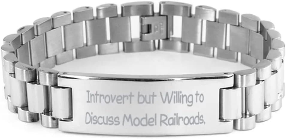 Introvert but Willing to Discuss. Model Railroads Ladder Bracelet, Sarcastic Model Railroads Gifts, Engraved Bracelet for Friends, Model Trains, Toy Trains, Train Sets, Kids Train Set, Wooden Train