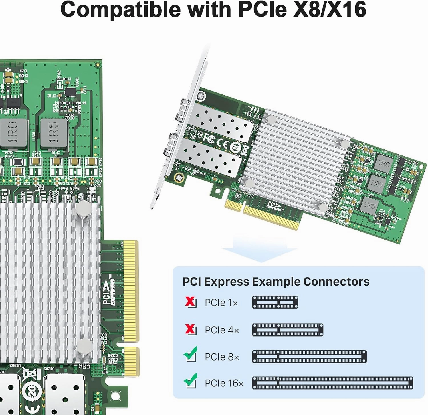 ipolex 10Gb Network Card Broadcom BCM57810S Chip Ethernet Card Dual SFP  NIC, PCI-E X 8, Express LAN Adapter Card Support Windows Server/Windows/Linux/VMware