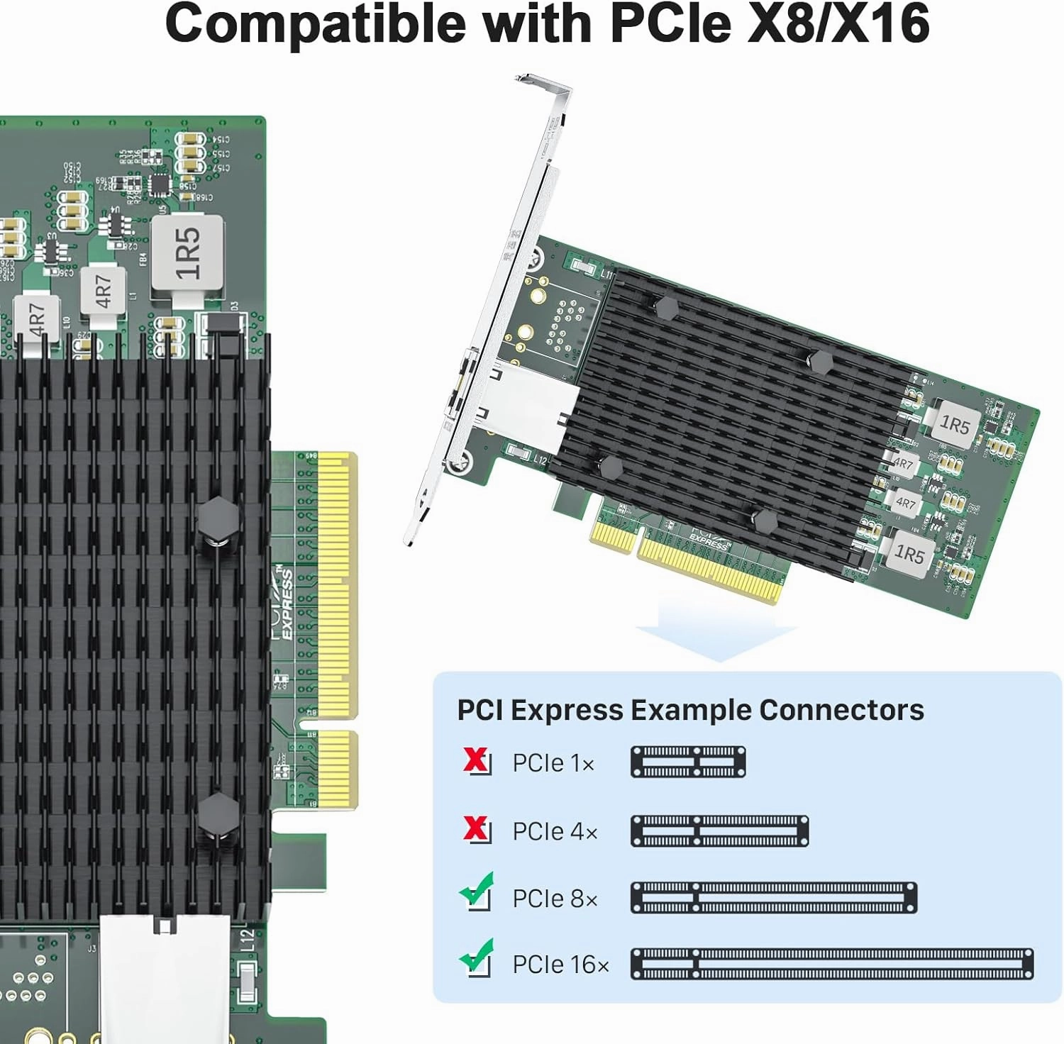 ipolex 10Gb Network Card Intel X540-T1 Ethernet Card PCI-E NIC, Single RJ45 Copper Port, with Intel X540-BT1 Controller, 2.1 X8, 10G PCI Express LAN Adapter NIC, Support Windows Server, Linux, Vmware