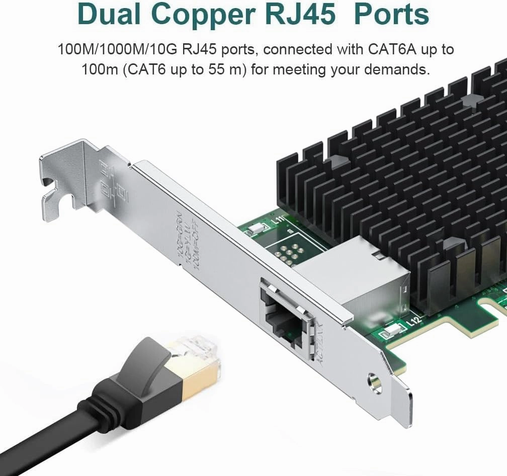 ipolex 10Gb Network Card Intel X540-T1 Ethernet Card PCI-E NIC, Single RJ45 Copper Port, with Intel X540-BT1 Controller, 2.1 X8, 10G PCI Express LAN Adapter NIC, Support Windows Server, Linux, Vmware