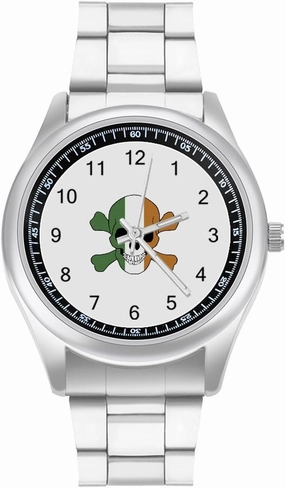 Ireland Flag Skull Casual Wrist Watches for Men Classic Business Dress Watch Big Face for Work Gym, style