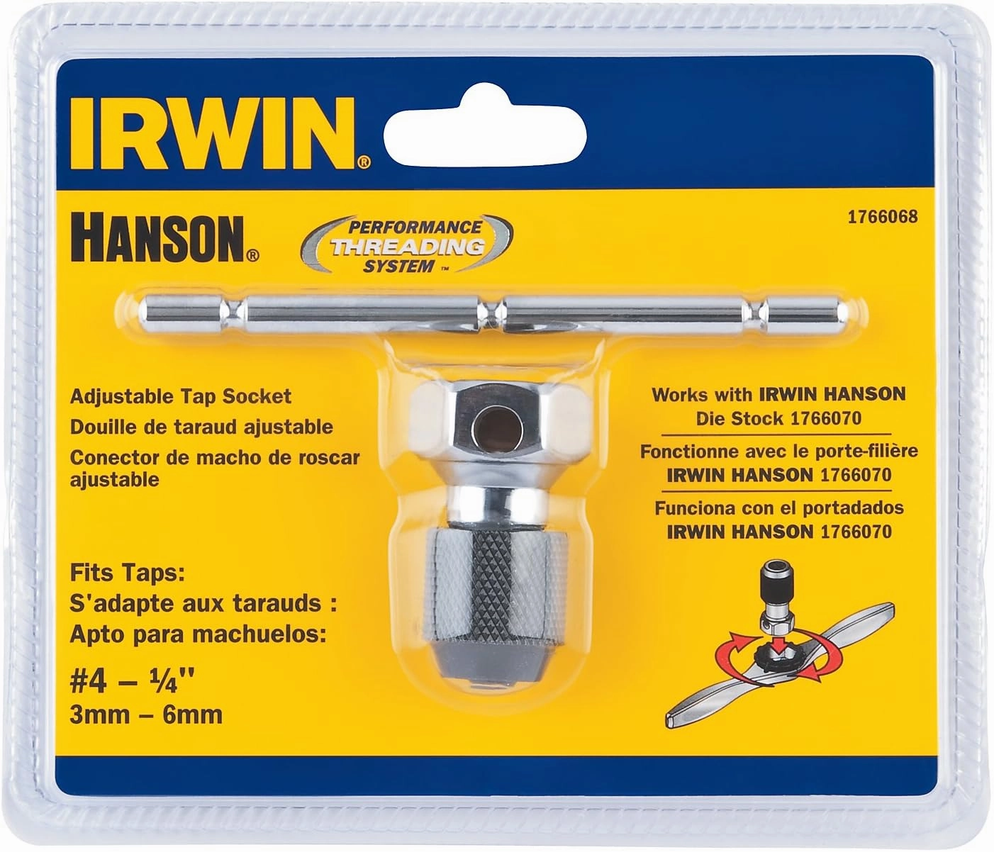 IRWIN Hanson 1766068 Pts T-Handle Tap Wrench Number 4 for Tap Die Extraction, 1/4"
