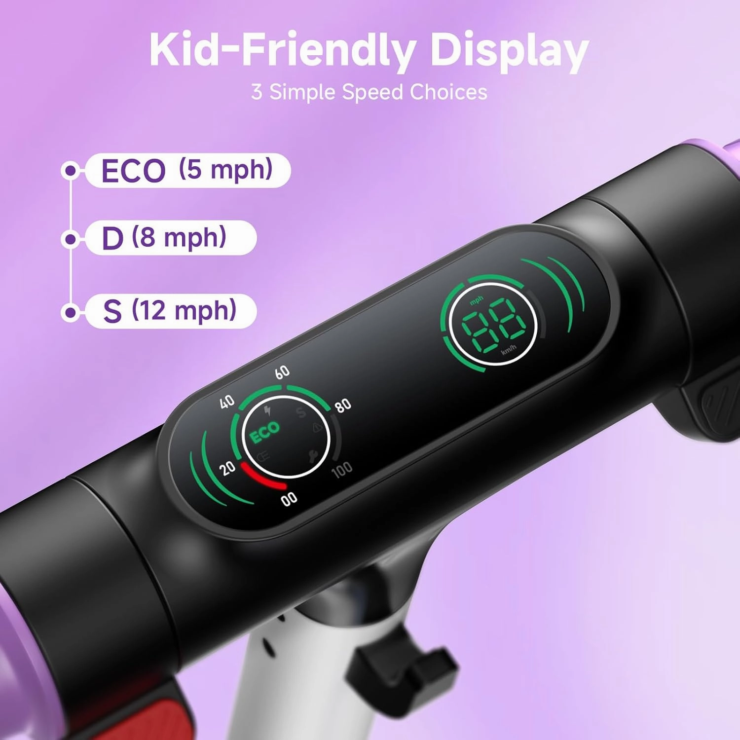 isinwheel S4 Electric Scooter for Kids Ages 6-14, 200W Foldable Kids Electric Scooter with 3 Speeds (5/8/12 Mph), LED Display, Colorful Lights, Gift for Kid