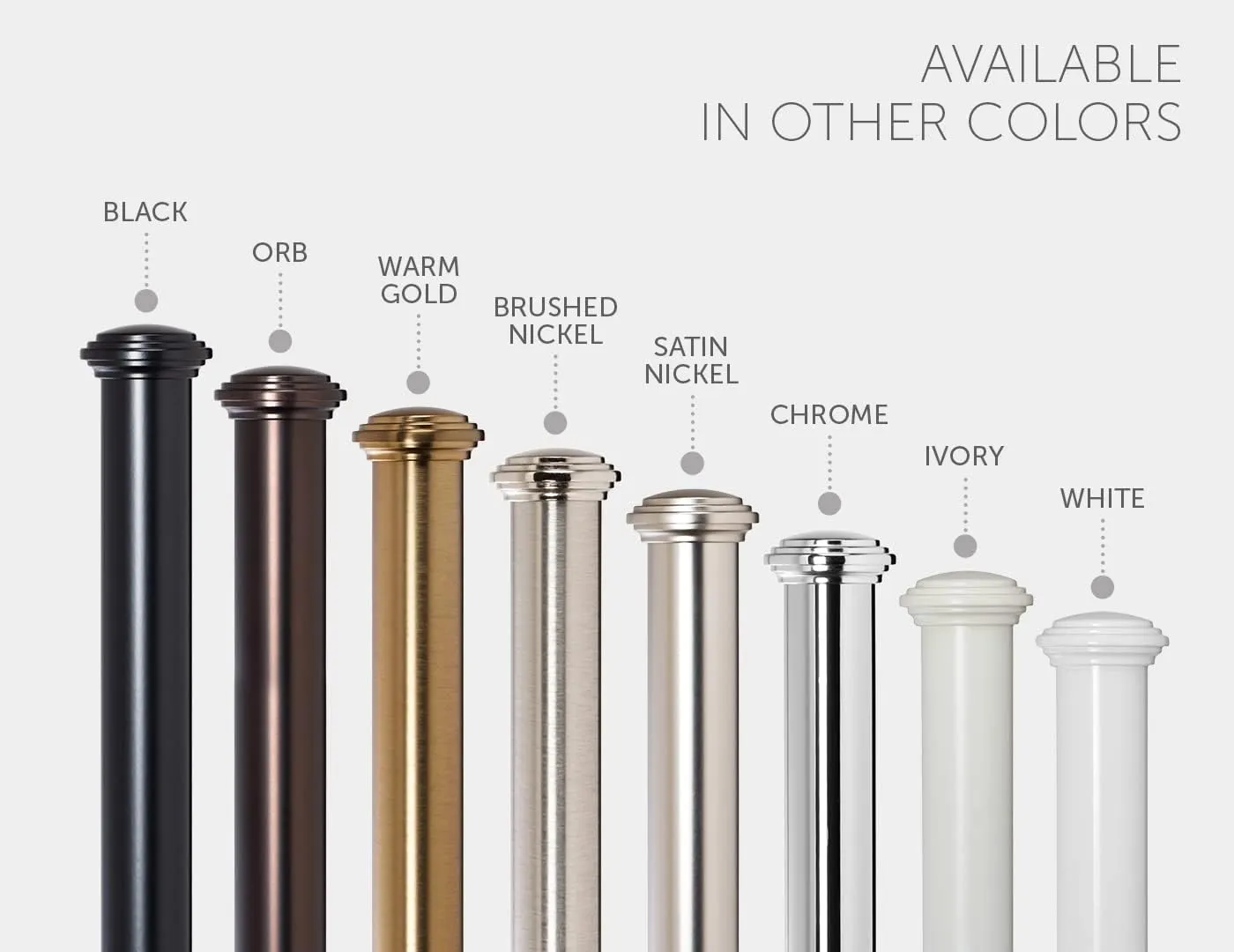 Ivilon Window Curtain Rod Decorative End Cap Design, 1 Inch Rod, 28 to 48 Inch. Brushed Nickel