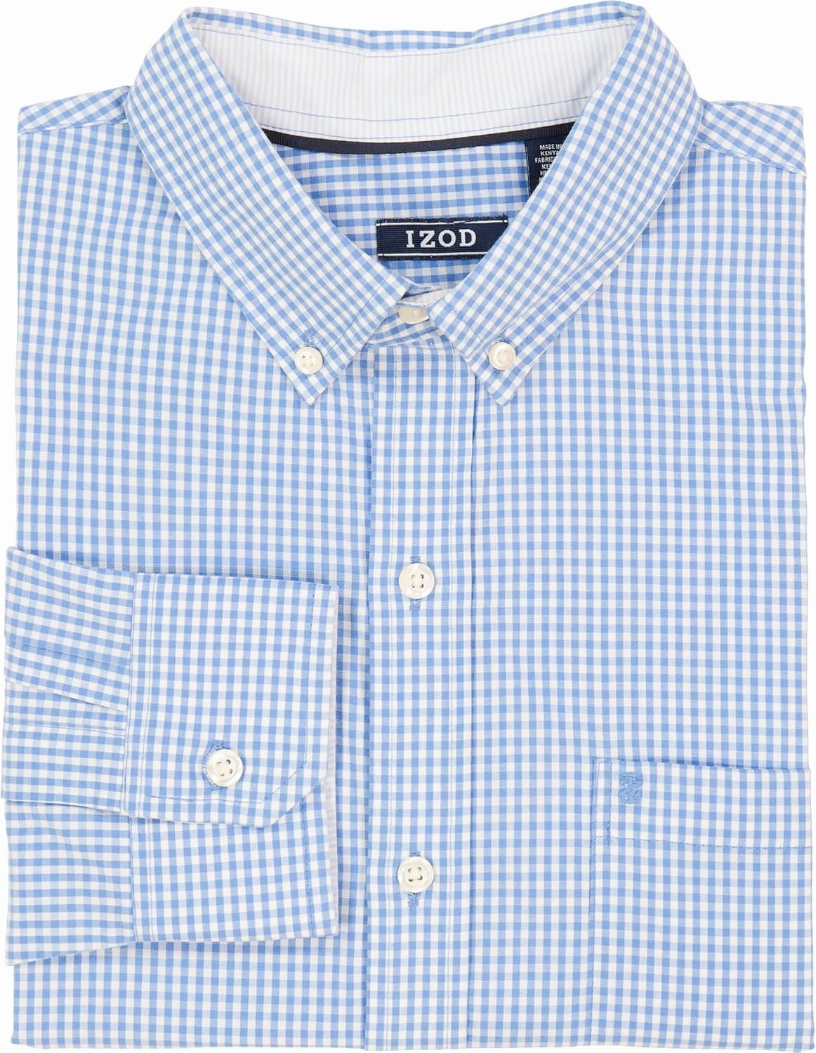 IZOD Men's Performance Comfort Long Sleeve Gingham Button Down Shirt
