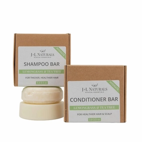 J&L Naturals Shampoo   Conditioner Bar Set | For Healthier Hair & Scalp | Made in US | Zero Waste, Sulfate Free, Paraben Free, Vegan (Hydrate (Lemongrass & Tea Tree), Full Size Set)