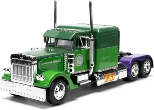 Jada Hollywood Rides 1:24 Scale Die-Cast 1992 Peterbilt 379 Big Rig Box Hulk Edition – Opening Doors, Rubber Tires, Detailed Interior – Marvel Licensed Collectible for Ages 8 
