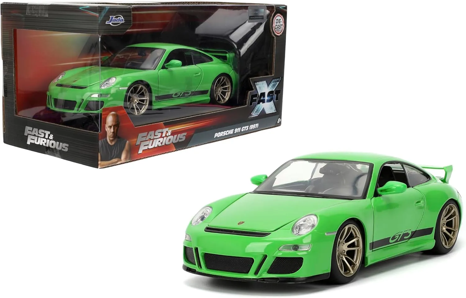 Jada Toys Fast & Furious 1:24 Scale Die-Cast 2007 Porsche 911 GT3 – Opening Doors, Detailed Interior, Rubber Tires – Collectible for Ages 8  – Authentic from Fast X