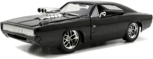 Jada Toys Furious 7 1970 Dodge Charger – 1:24 Scale Die-cast Vehicle – Opening Doors, Hood, Trunk – Rubber Tires – Ages 8  – Glossy Black