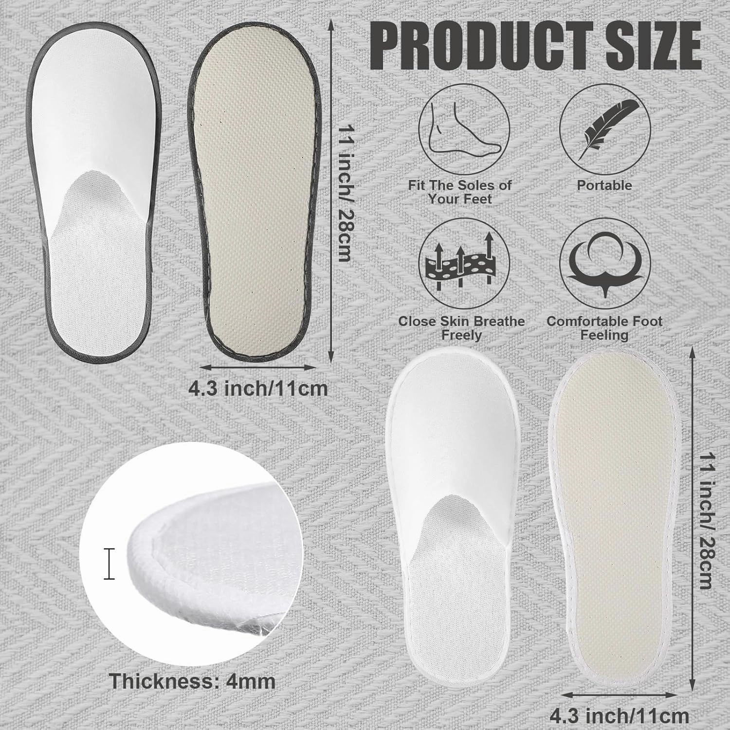 JaGely 120 Pairs Bulk Disposable Slippers Non Slip Hotel Spa Slippers Fluffy Closed Toe for Home Indoor Wedding Travel Party Guests Men Women