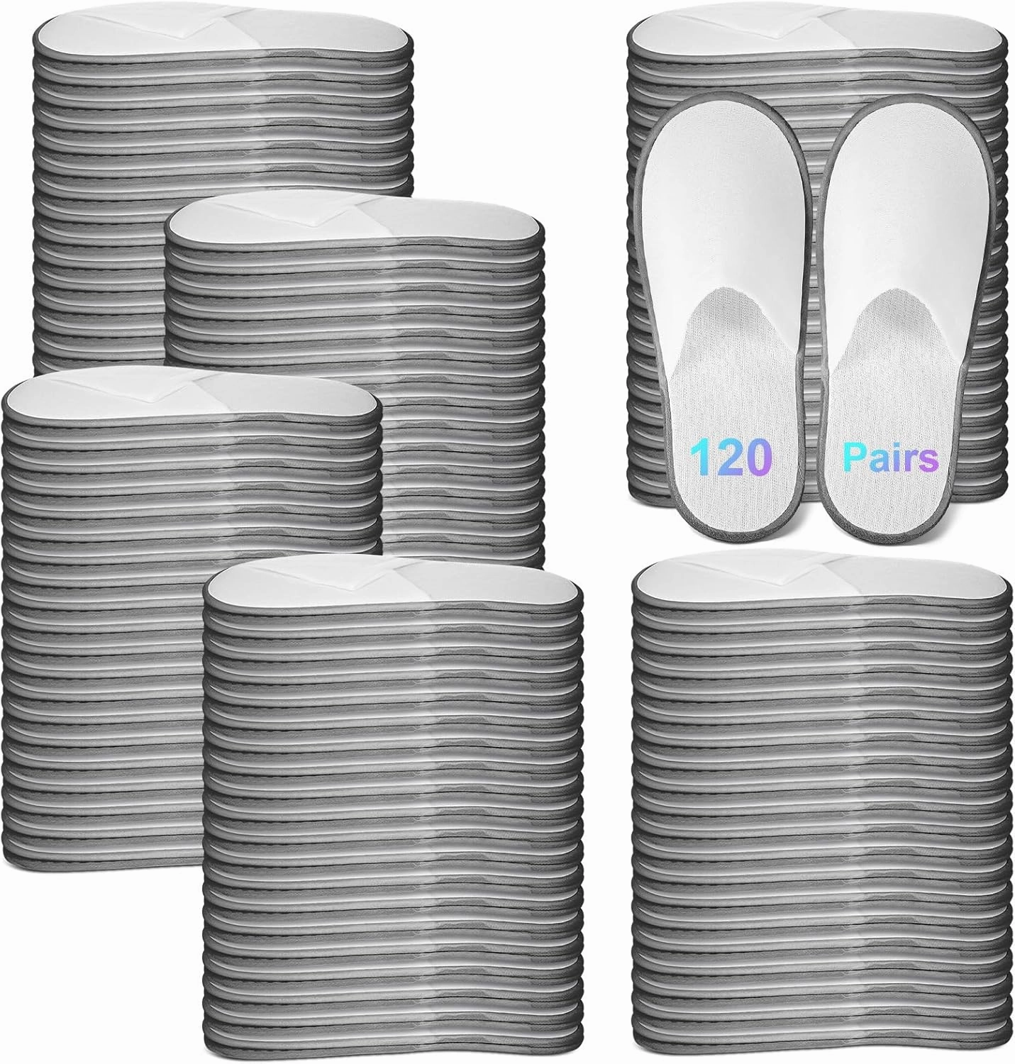 JaGely 120 Pairs Bulk Disposable Slippers Non Slip Hotel Spa Slippers Fluffy Closed Toe for Home Indoor Wedding Travel Party Guests Men Women