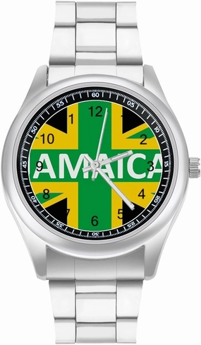 Jamaican Kingdom Flag Casual Wrist Watches for Men Classic Business Dress Watch Big Face for Work Gym